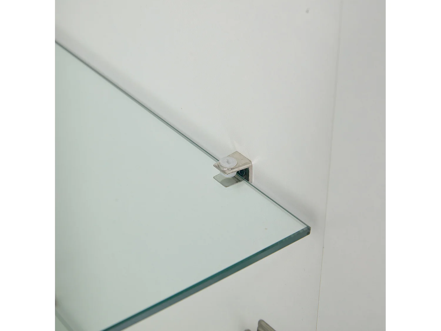 Vitrine 74x40x120 cm LED avec 3 portes et rangement - buffet avec étagères en verre - bois - blanc