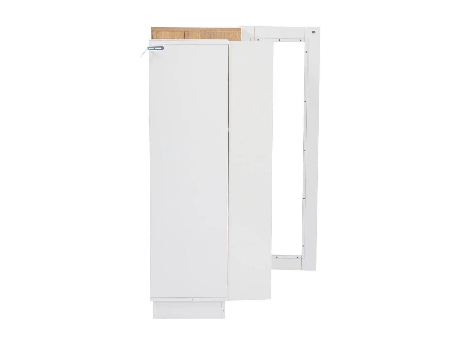 Vitrine 74x40x120 cm LED avec 3 portes et rangement - buffet avec étagères en verre - bois - blanc