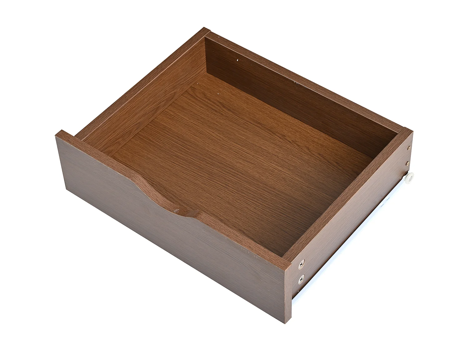 Meuble tv 175x40x42cm avec 2 tiroirs et rangement ouvert - plateau ovale mdf - noyer