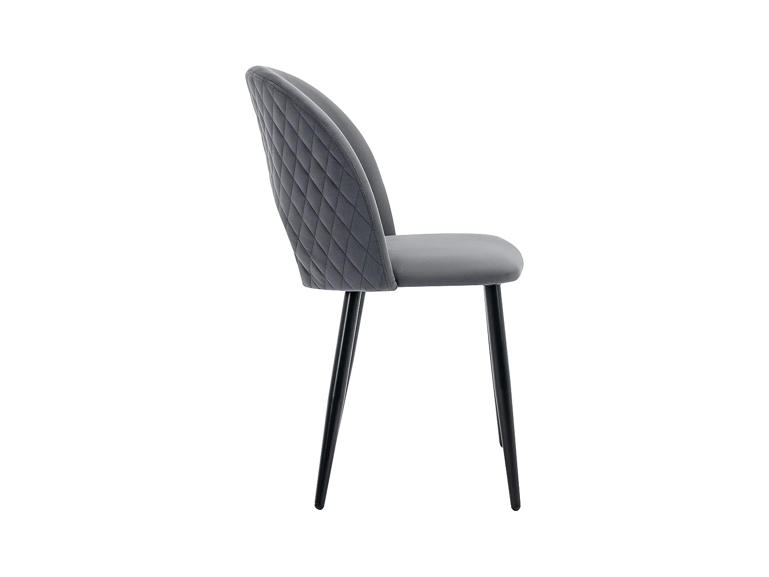 Lot de 2 chaises à manger en velours avec dossier rembourré - pieds métalliques réglables noir - gris