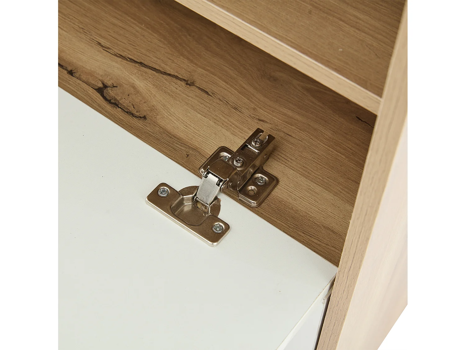 Cabina armadio ingresso con specchio + 1 cassetto + scarpiera + ganci - legno - bianco + legno naturale (100x38,5x190 cm)