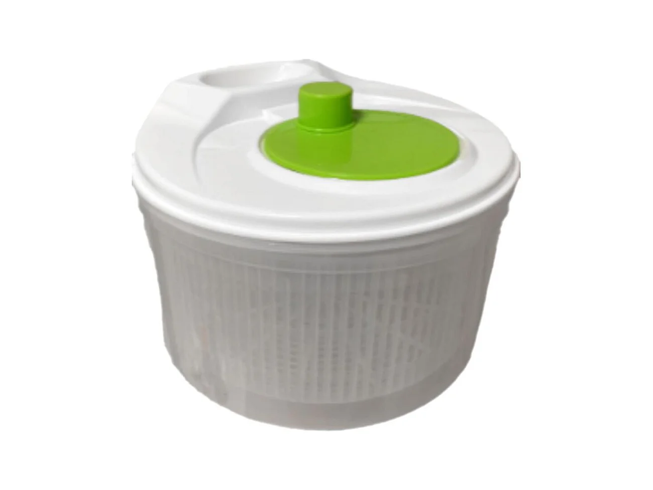 Essoreuse à salade en plastique blanche et verte