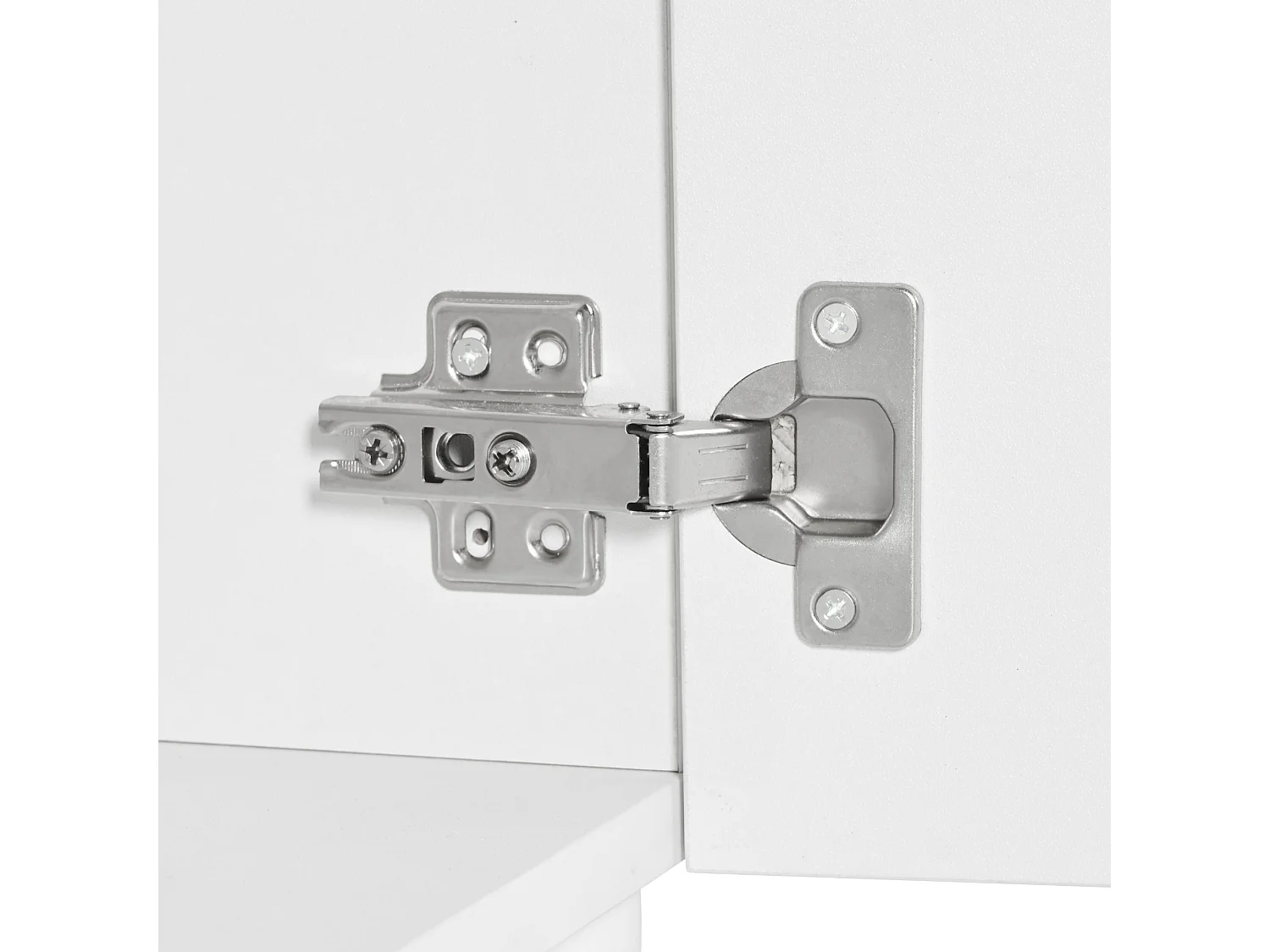 LED eetkamer dressoir met 2 deuren en 4 laden - open opbergruimte en glazen planken - hout - wit (160x35x72 cm)