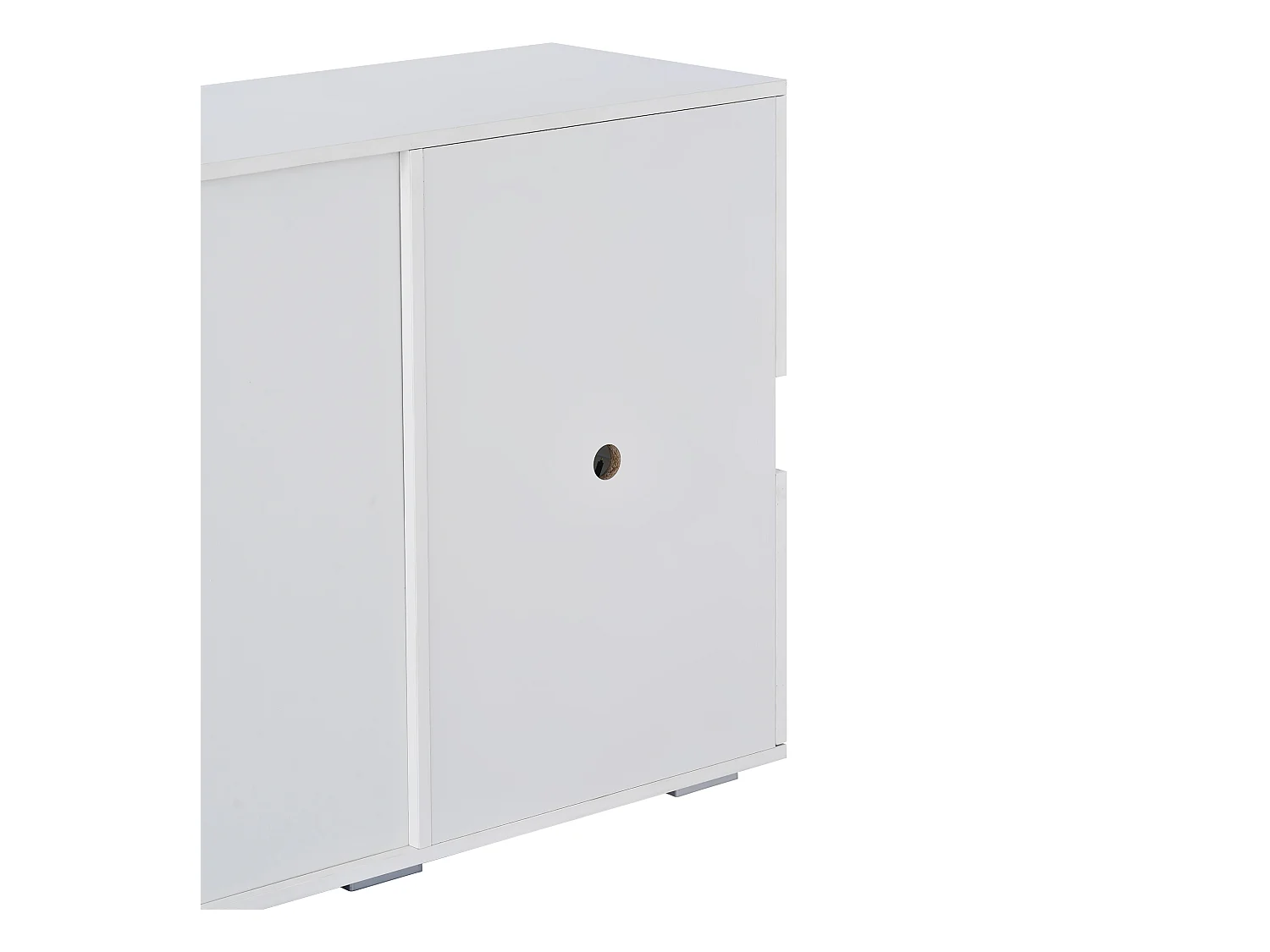 Buffet 140x35x72 cm LED avec 2 portes 4 tiroirs - meuble de rangement - bois - blanc