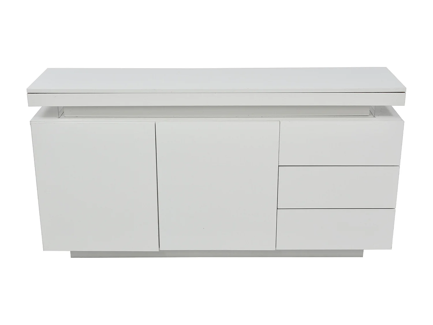 LED eetkamer dressoir met 2 deuren en 3 laden - opbergmeubel - hout - wit (140x35x72,5 cm)