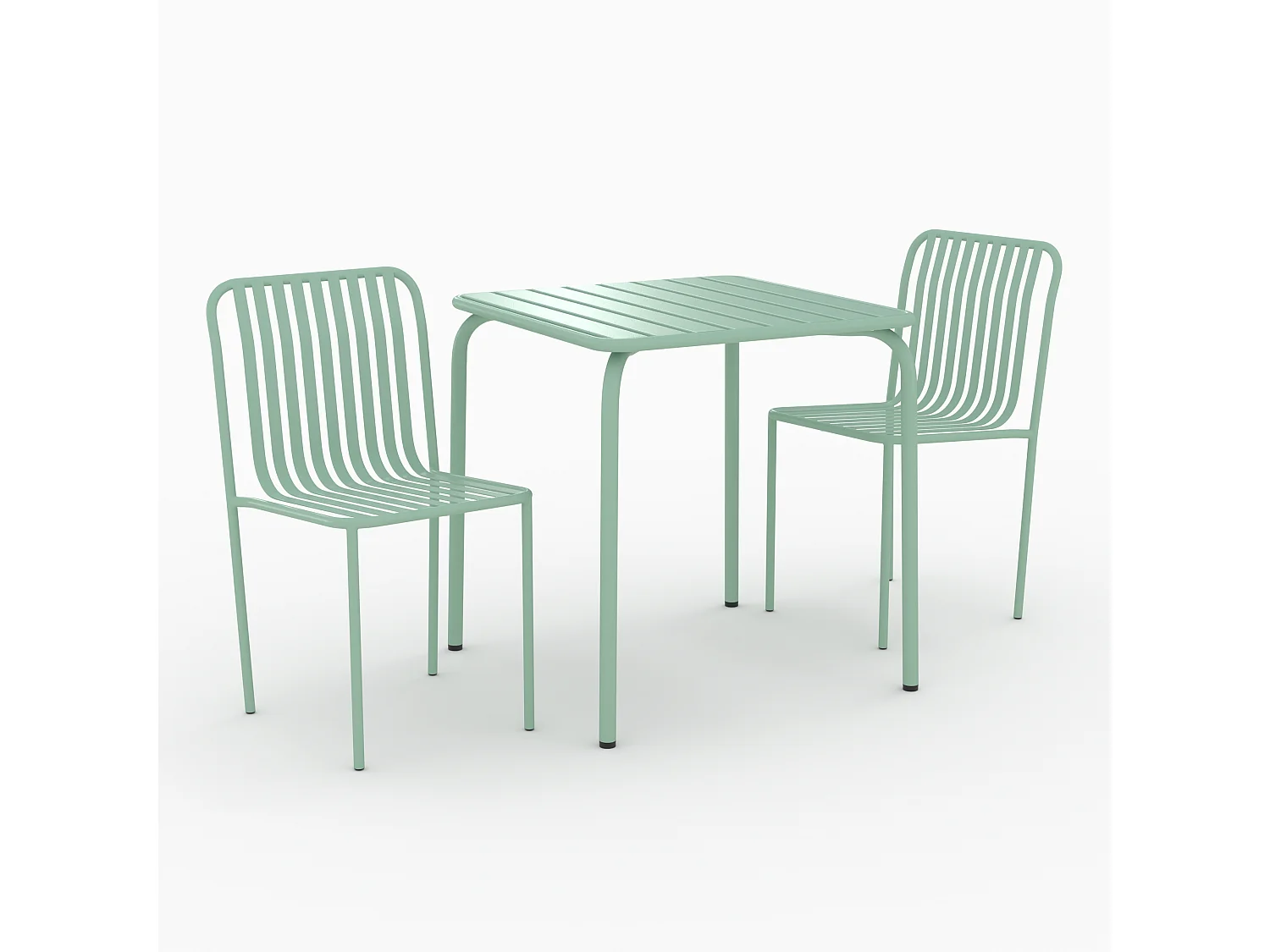 Table et chaises de jardin en métal vert 2 personnes - Yumi