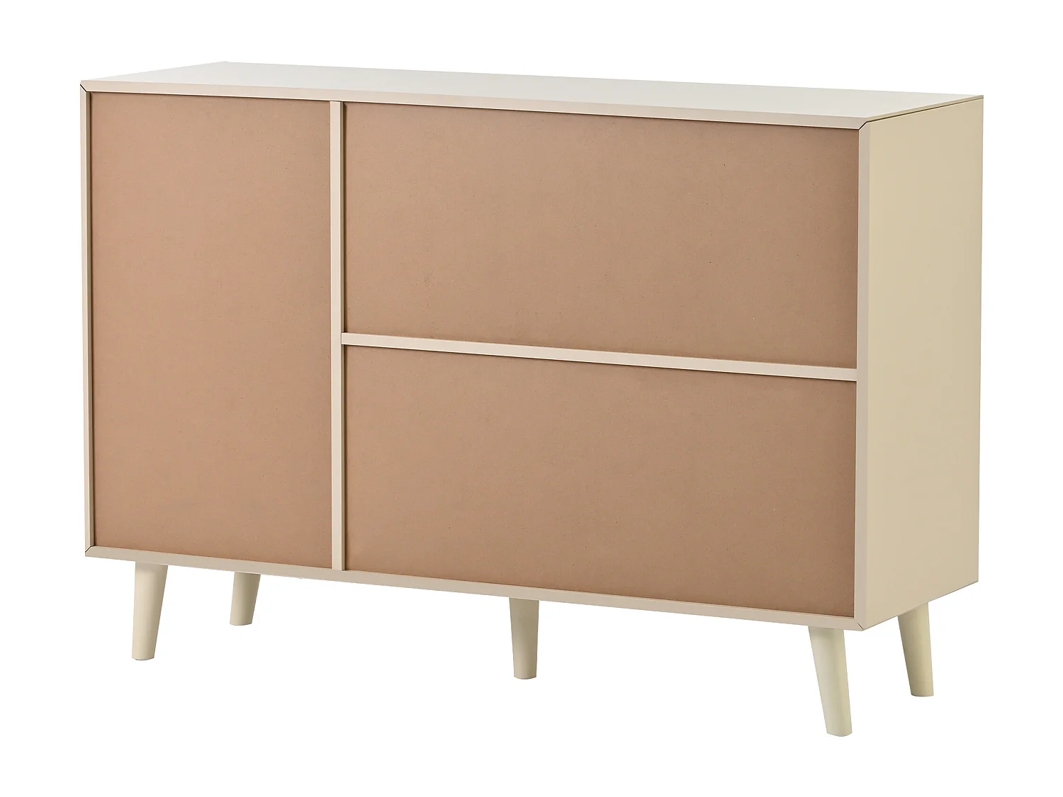Buffet 120x40x82.5 cm avec 2 portes en rotin 3 tiroirs - meuble de rangement - bois - crème