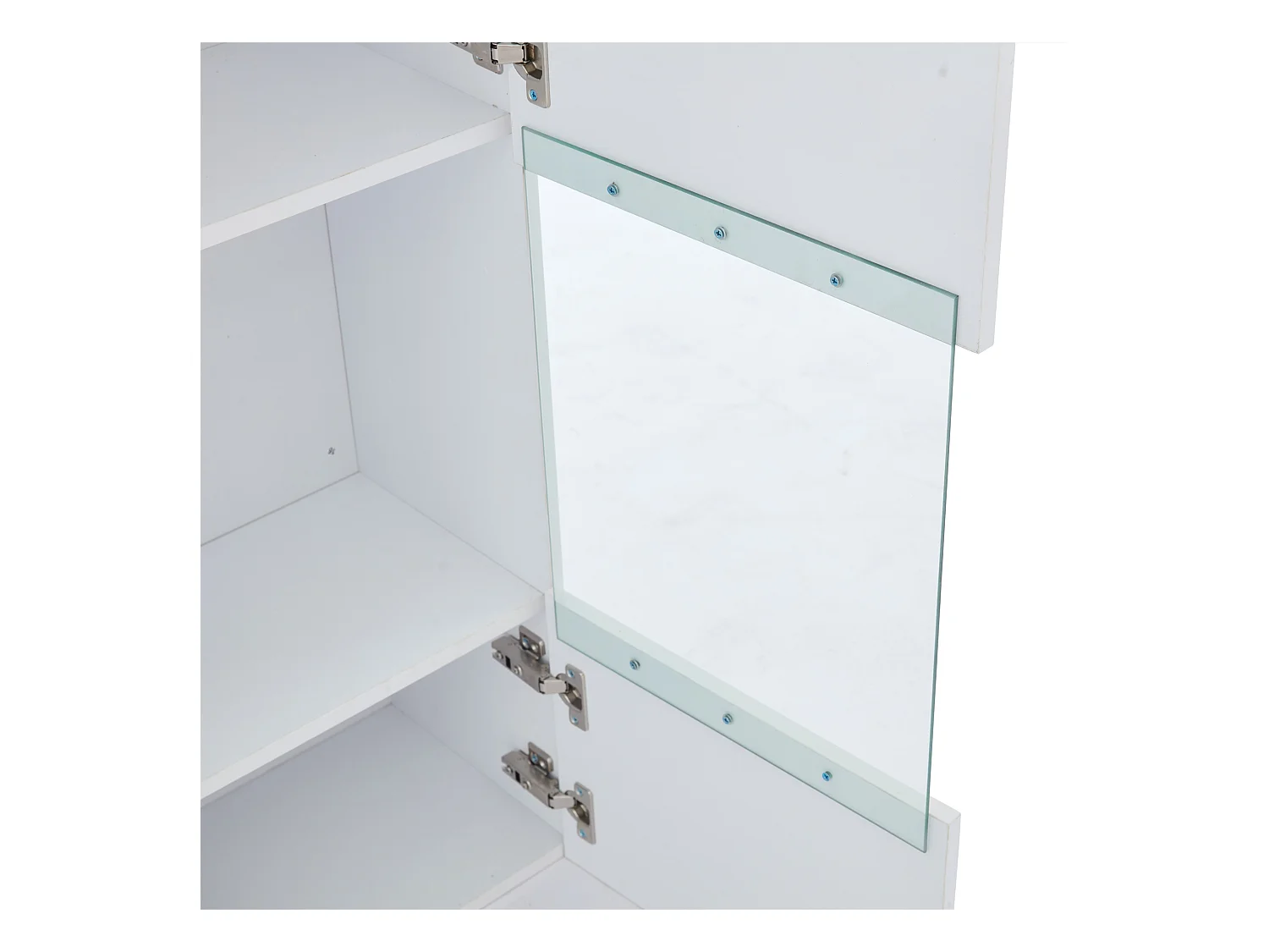 Meuble TV 40x29x105 cm avec 2 vitrines led et 2 étagères - décoration verre avec rangement - bois - blanc