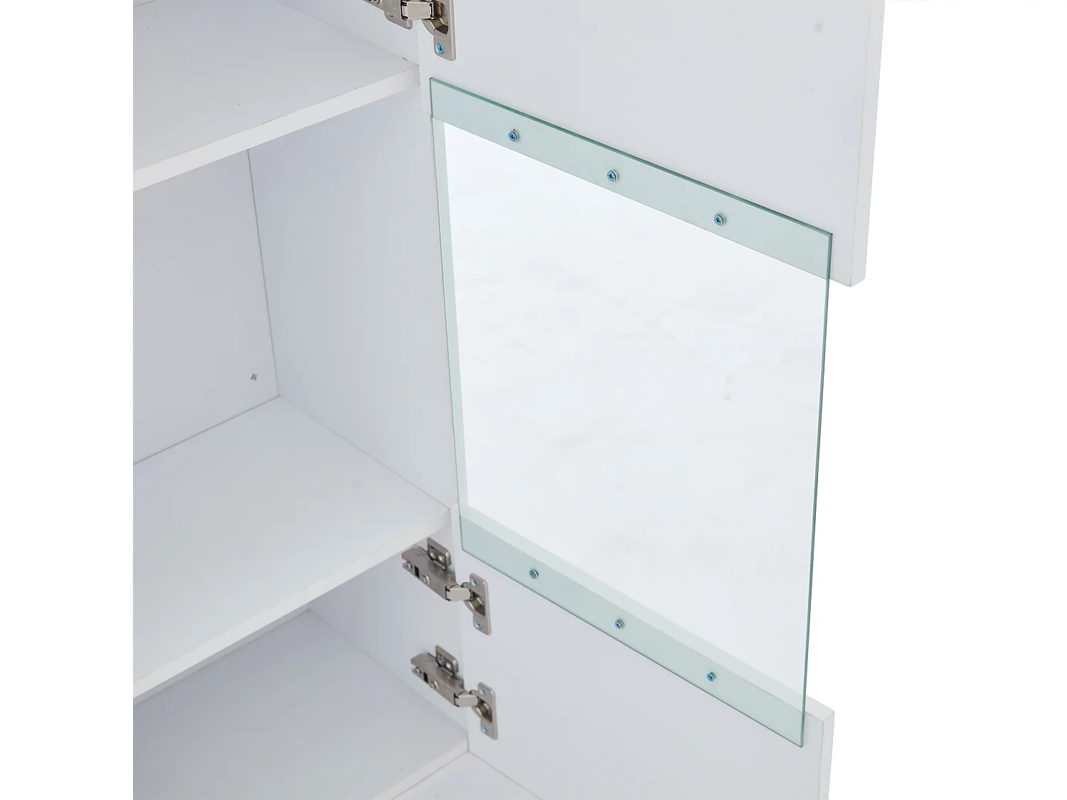 Meuble TV 40x29x105 cm avec 2 vitrines led et 2 étagères - décoration verre avec rangement - bois - blanc