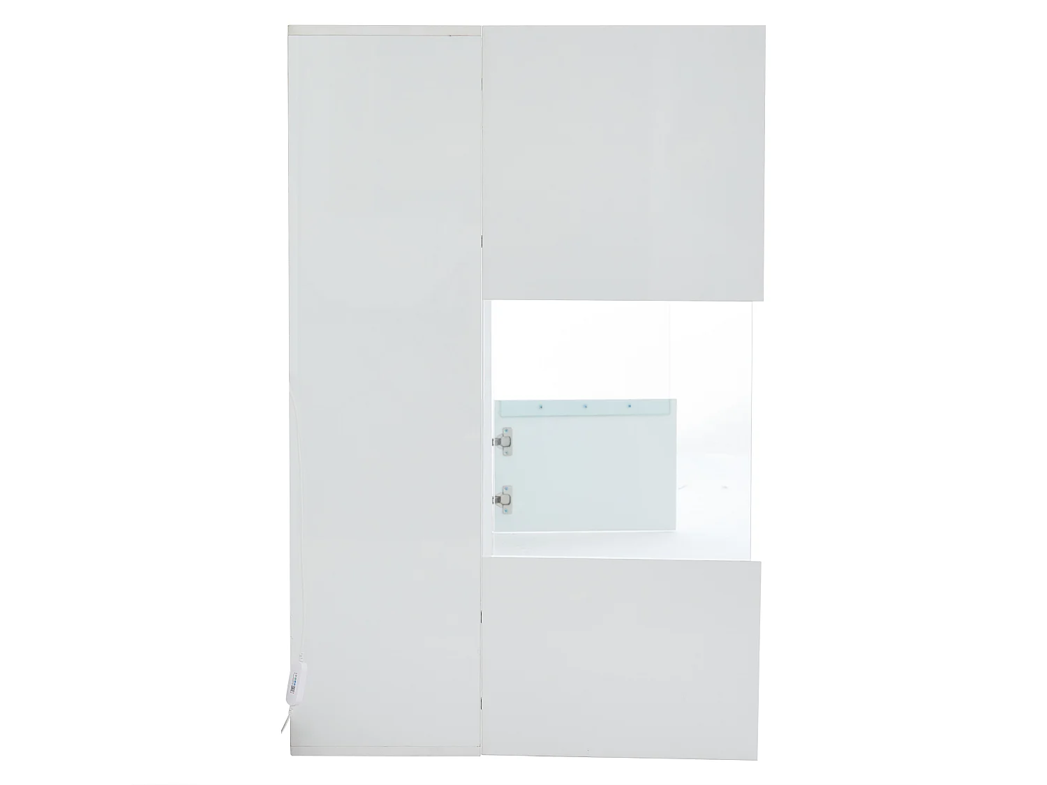 Meuble TV 40x29x105 cm avec 2 vitrines led et 2 étagères - décoration verre avec rangement - bois - blanc