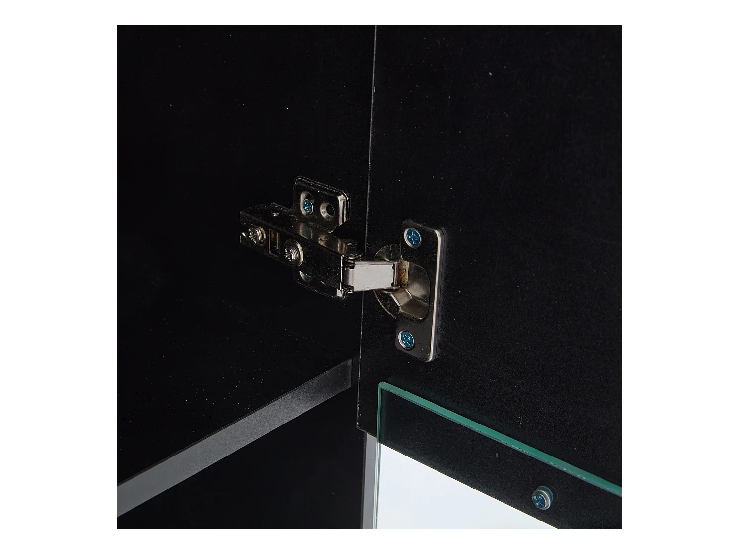 Mur TV avec avec 2 vitrines led et 2 étagères - décoration verre avec rangement - bois - noir (40x29x105 cm)