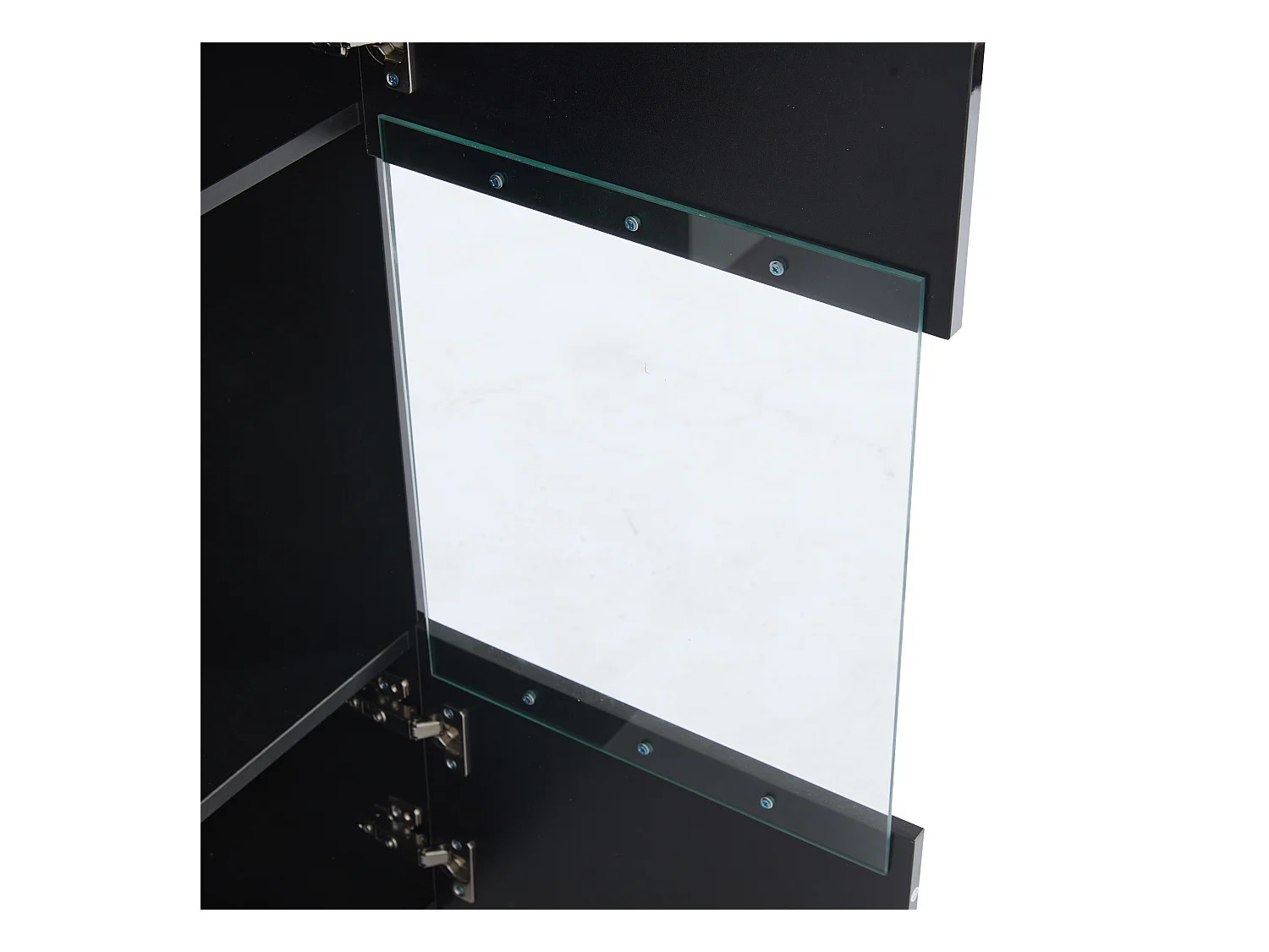 Mur TV avec avec 2 vitrines led et 2 étagères - décoration verre avec rangement - bois - noir (40x29x105 cm)