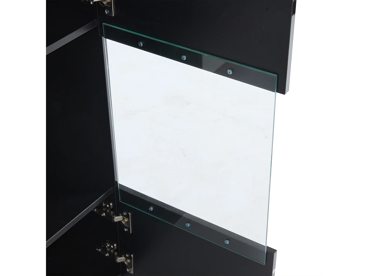 Meuble TV 40x29x105 cm avec 2 vitrines led et 2 étagères - décoration verre avec rangement - bois - noir