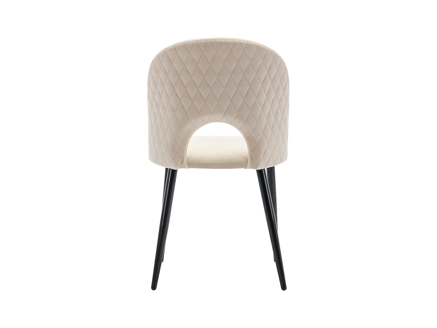 Lot de 2 chaises à manger en velours avec dossier rembourré - pieds métalliques réglables noir - beige