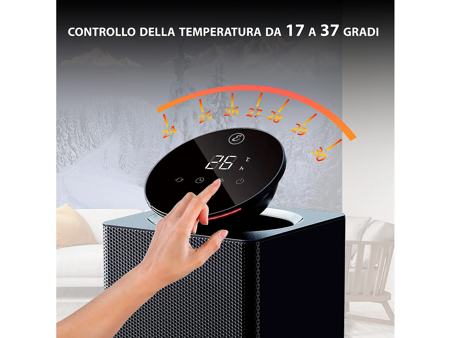 Termoventilatore Ceramico 2000 Watt Basso Consumo Stufa Stufetta Elettrica Ceramica Potente Temperatura Regolabile Timer Oscillazione 90° Con 3 Modalità Protezione