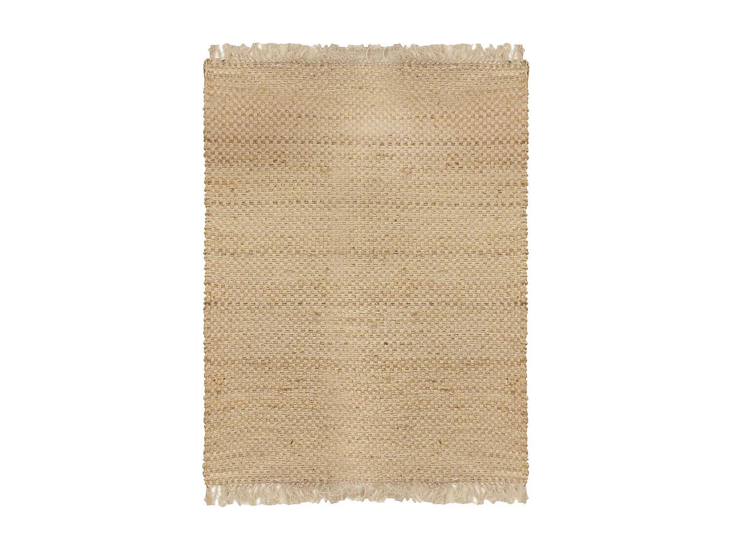 Tapis Rectangulaire 120x170cm en Toile de Jute Tressée Naturelle avec Franges - KEROA