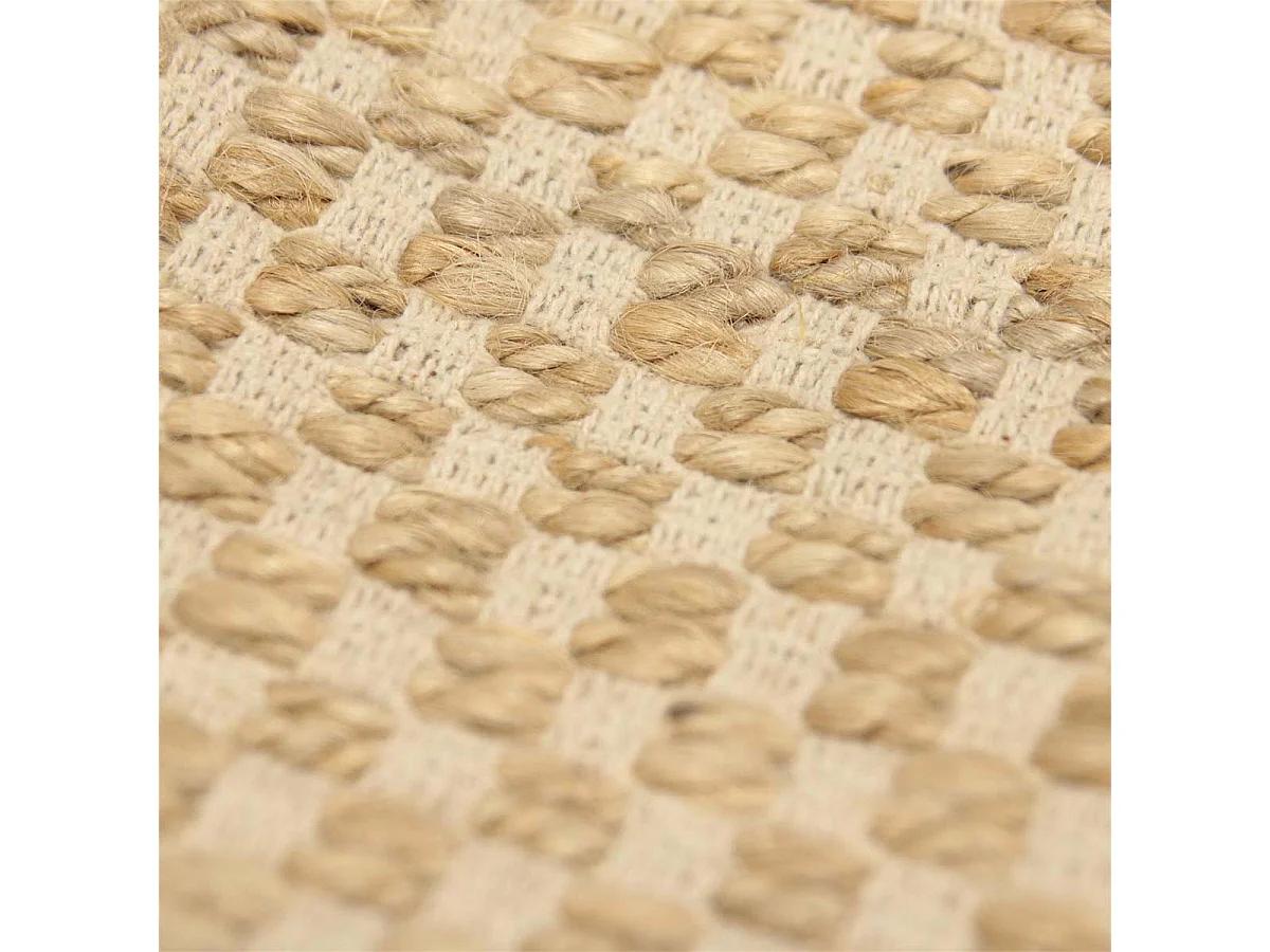 Tapis Rectangulaire 120x170cm en Toile de Jute Tressée Naturelle avec Franges - KEROA