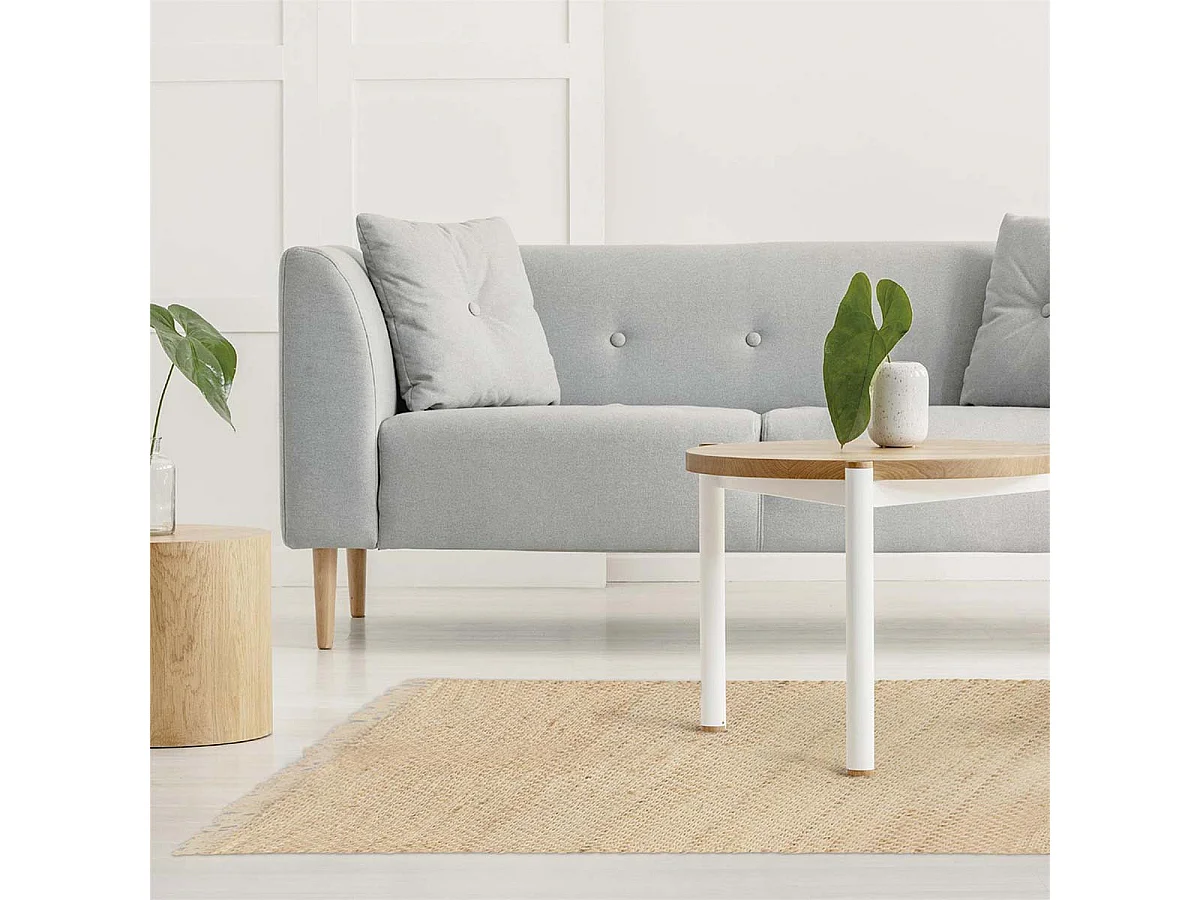 Tapis Rectangulaire 120x170cm en Toile de Jute Tressée Naturelle avec Franges - KEROA