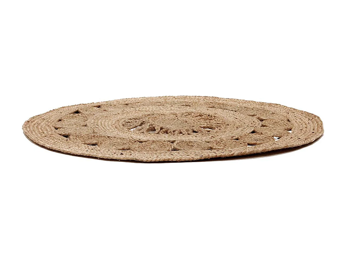 Tapis Rond Ø90cm en Jute Tressée Naturelle Ajourée - NAMDI