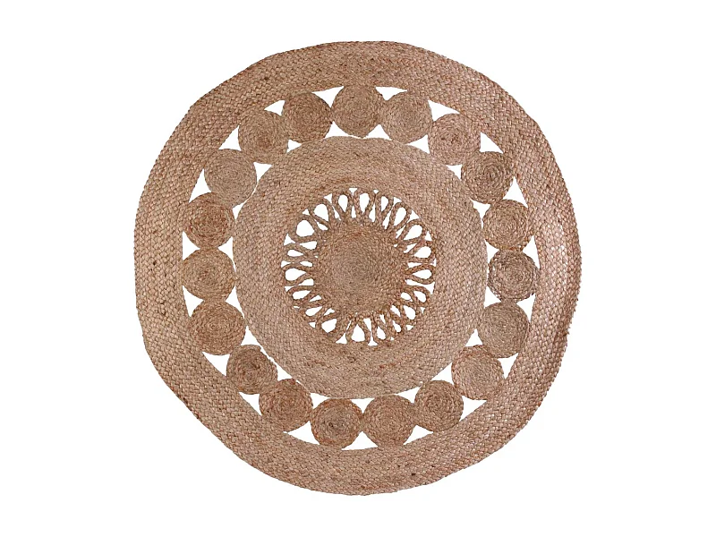 Tapis Rond Ø90cm en Jute Tressée Naturelle Ajourée - NAMDI