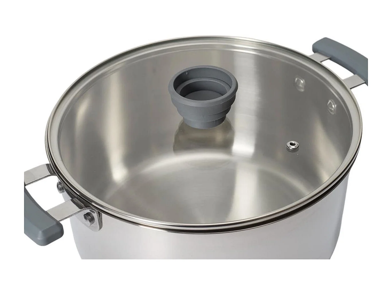 Ensemble de 3 faitouts tous feux dont induction en inox avec couvercles en verre 3 tailles 17, 21 et 25 cm