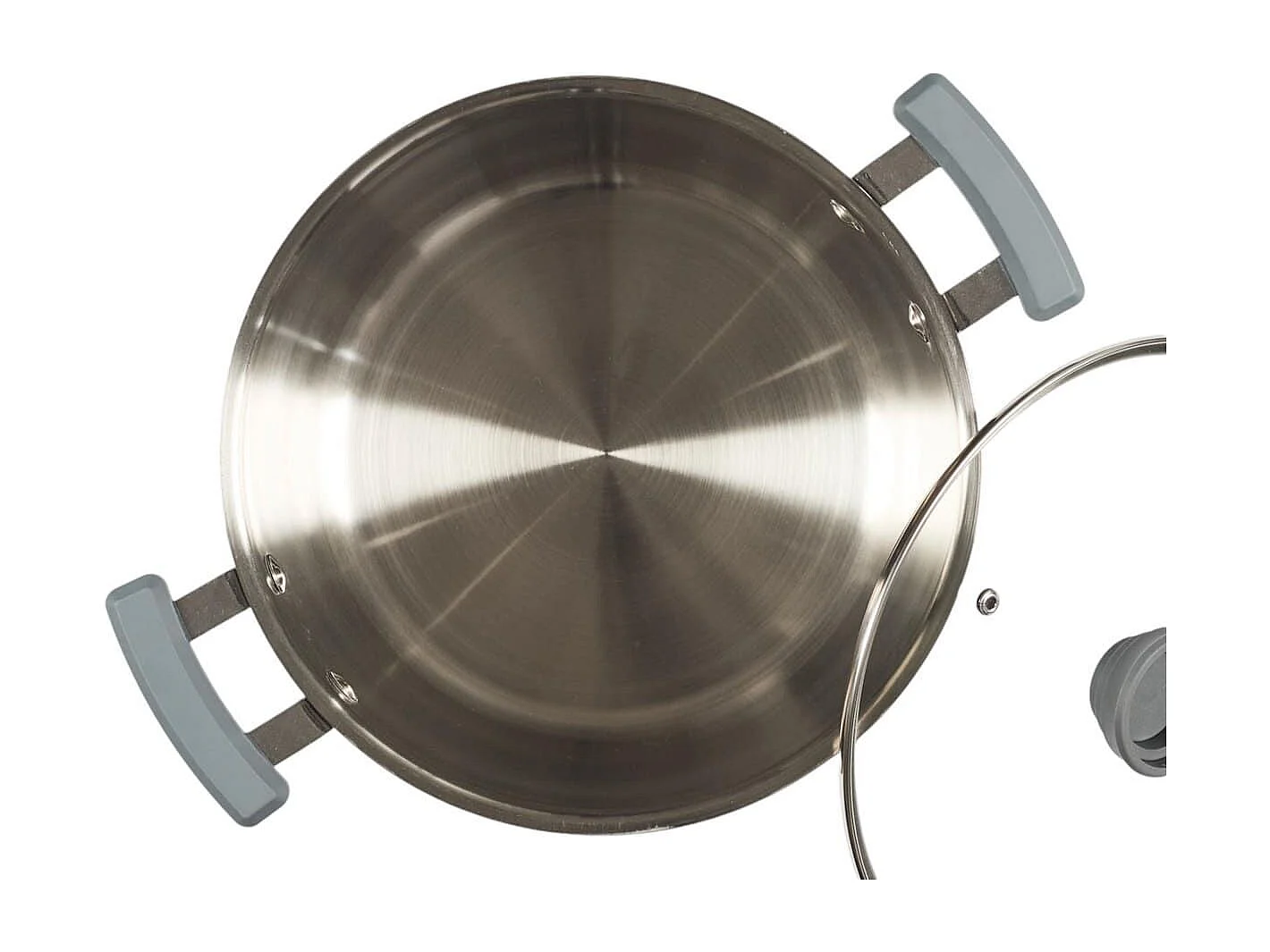 Ensemble de 3 faitouts tous feux dont induction en inox avec couvercles en verre 3 tailles 17, 21 et 25 cm