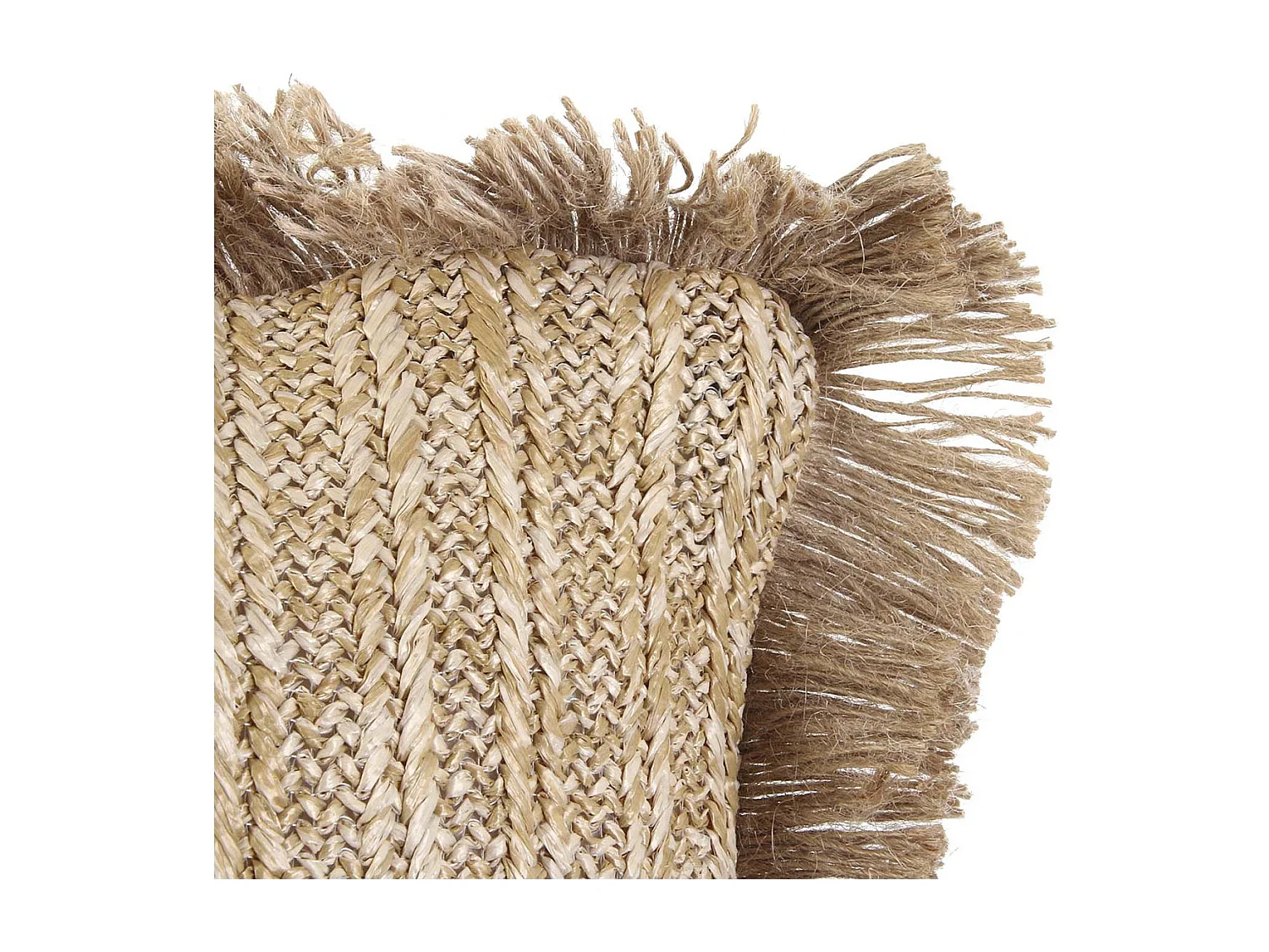 Coussin 40x40cm en Jute et Lin Tressé Doré avec Franges Déhoussable - SARRY