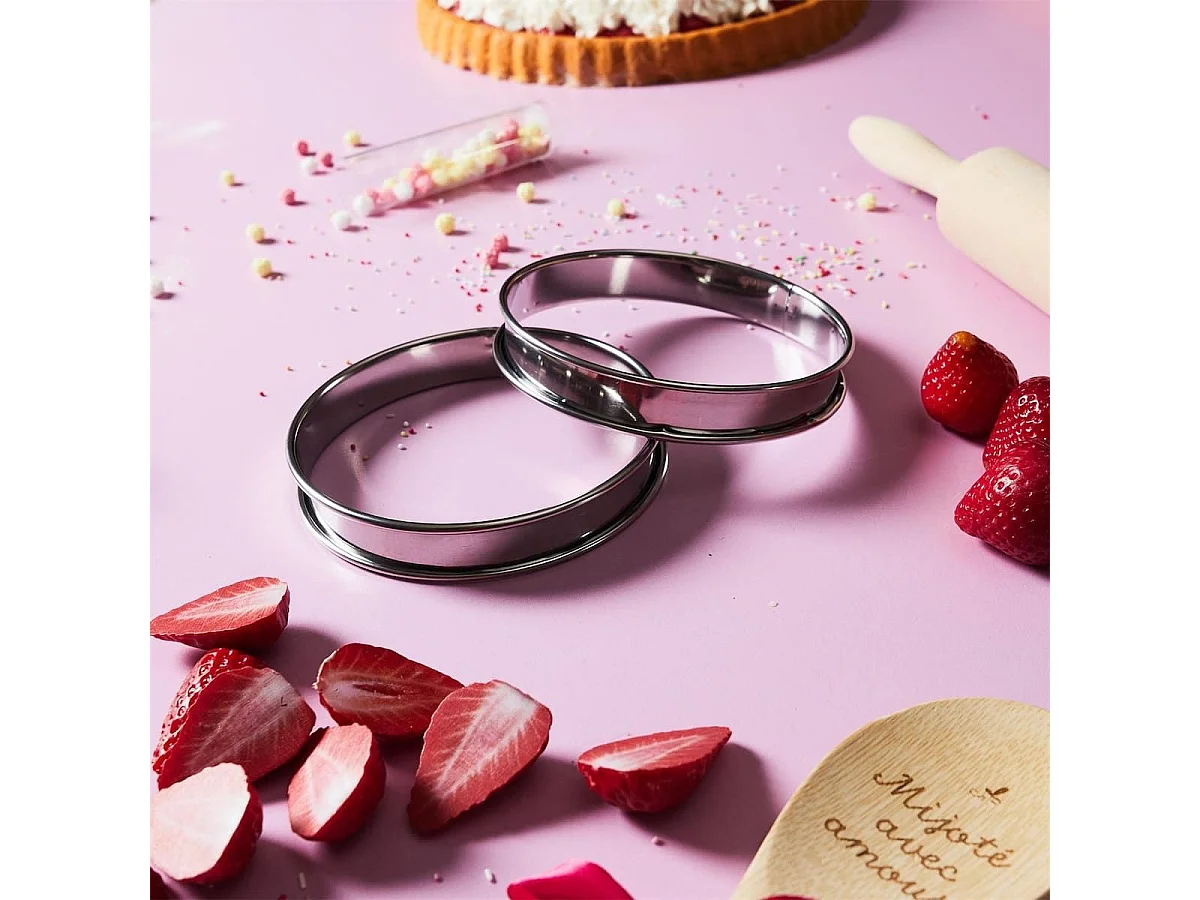 Lot de 2 cercles à tartelettes en inox
