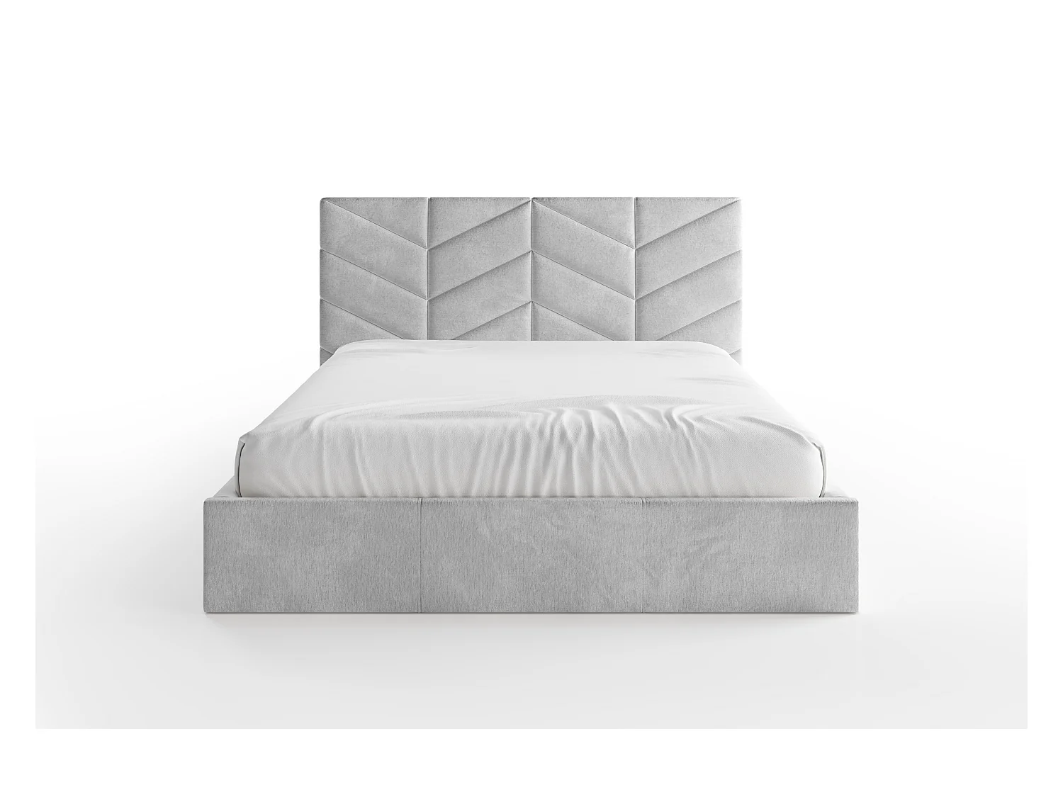 Lit coffre 200 x 200 cm - Tissu texturé - Gris + Matelas - JUSTANI