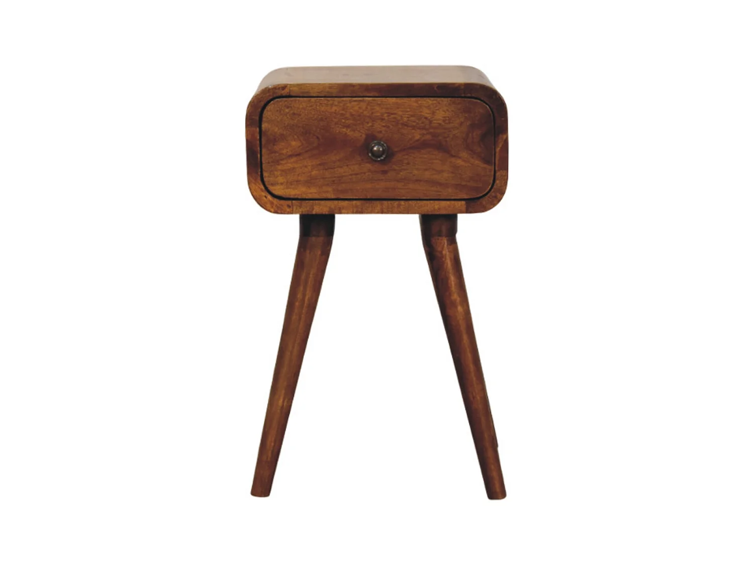 Artisan Furniture Bois Massif Table de Chevet Avora Mini en Châtaignier, 1 Tiroir, Brun Foncé