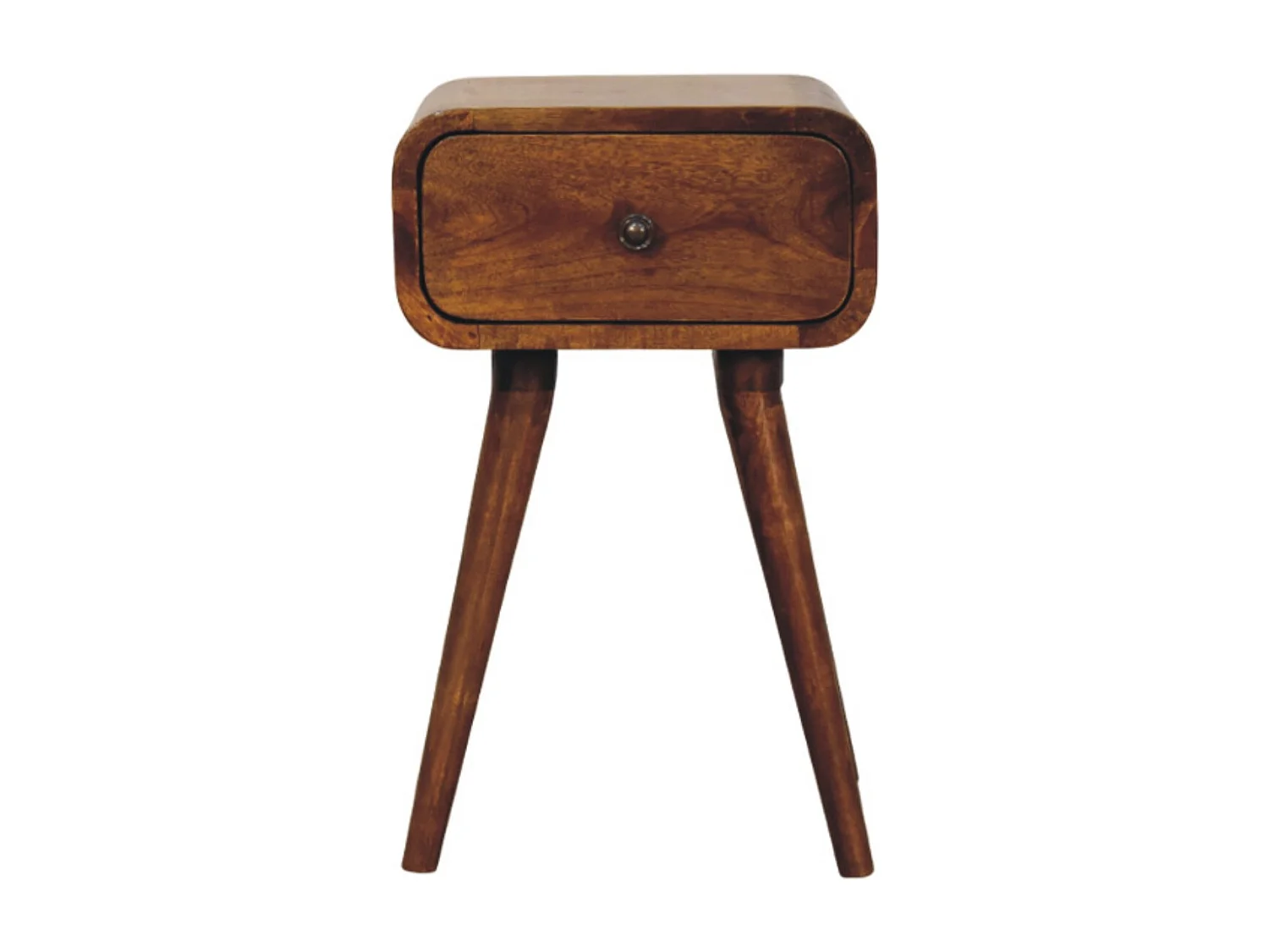 Artisan Furniture Avora Mini sengebord i massivt træ i kastanje, 1 skuffe, mørkebrun