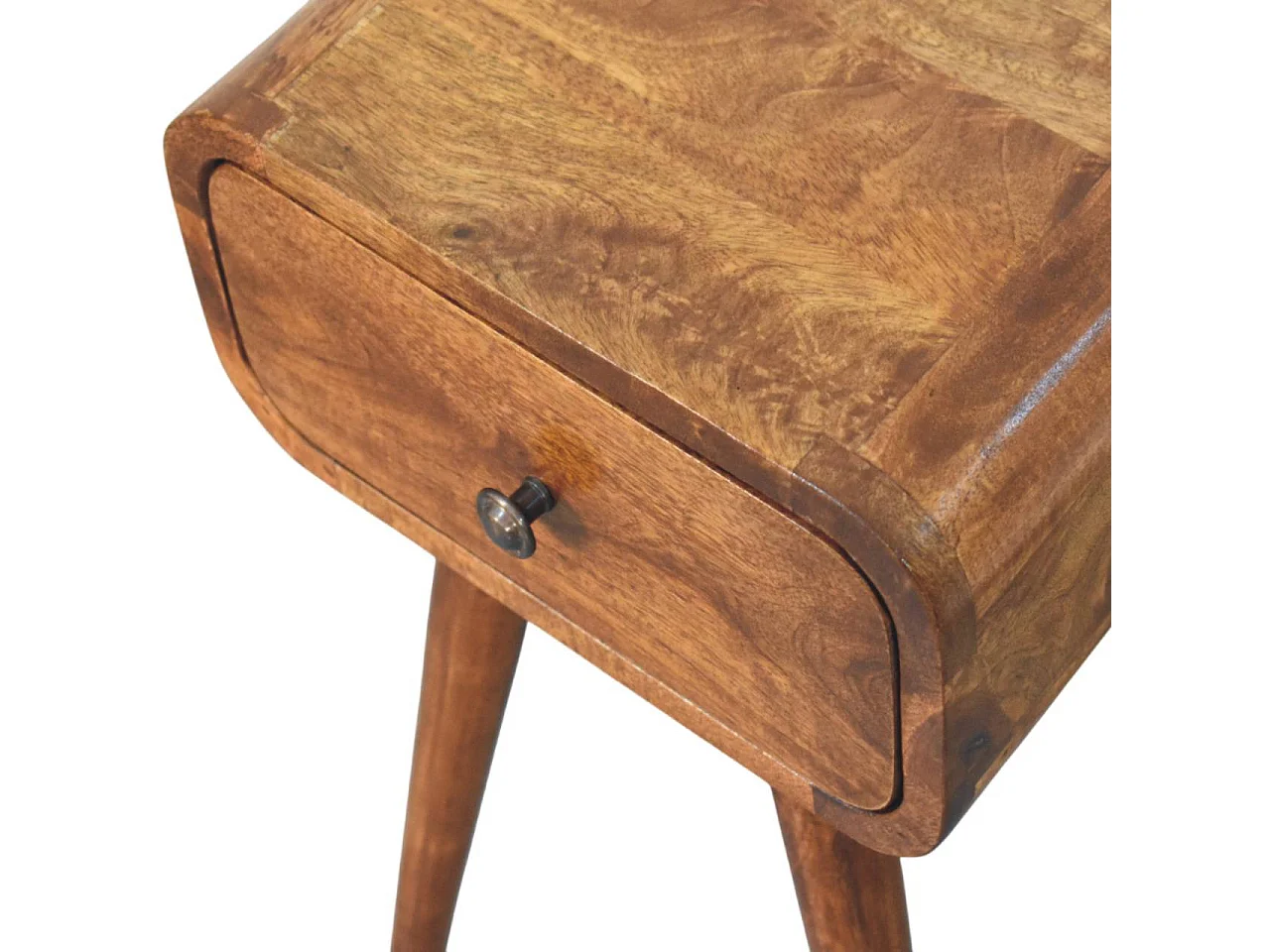 Artisan Furniture Avora Mini sengebord i massivt træ i kastanje, 1 skuffe, mørkebrun