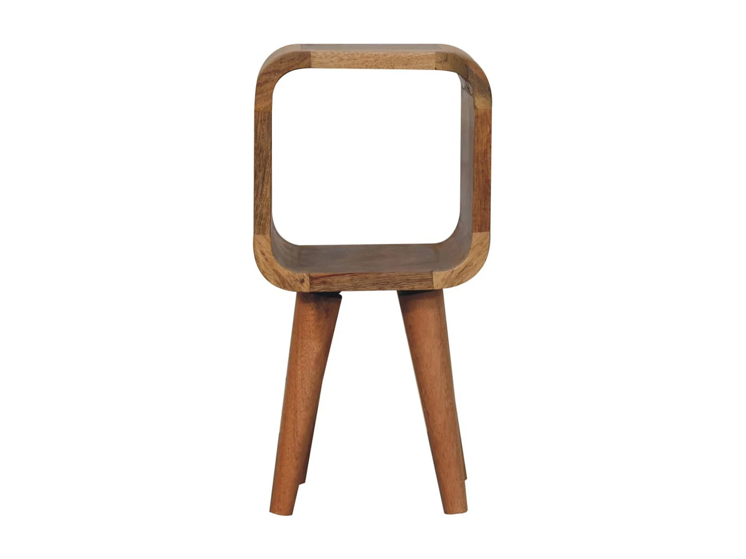 Table de chevet Extra Mini Minimaliste courbée Artisan Furniture finition chêne, 1 compartiment ouvert, marron