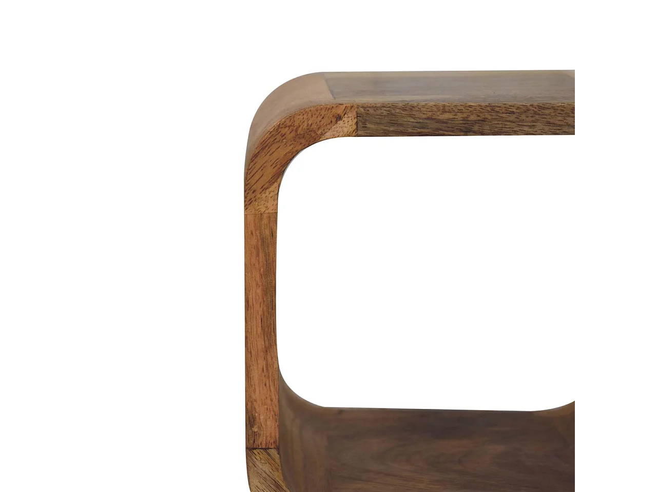 Table de chevet Extra Mini Minimaliste courbée Artisan Furniture finition chêne, 1 compartiment ouvert, marron