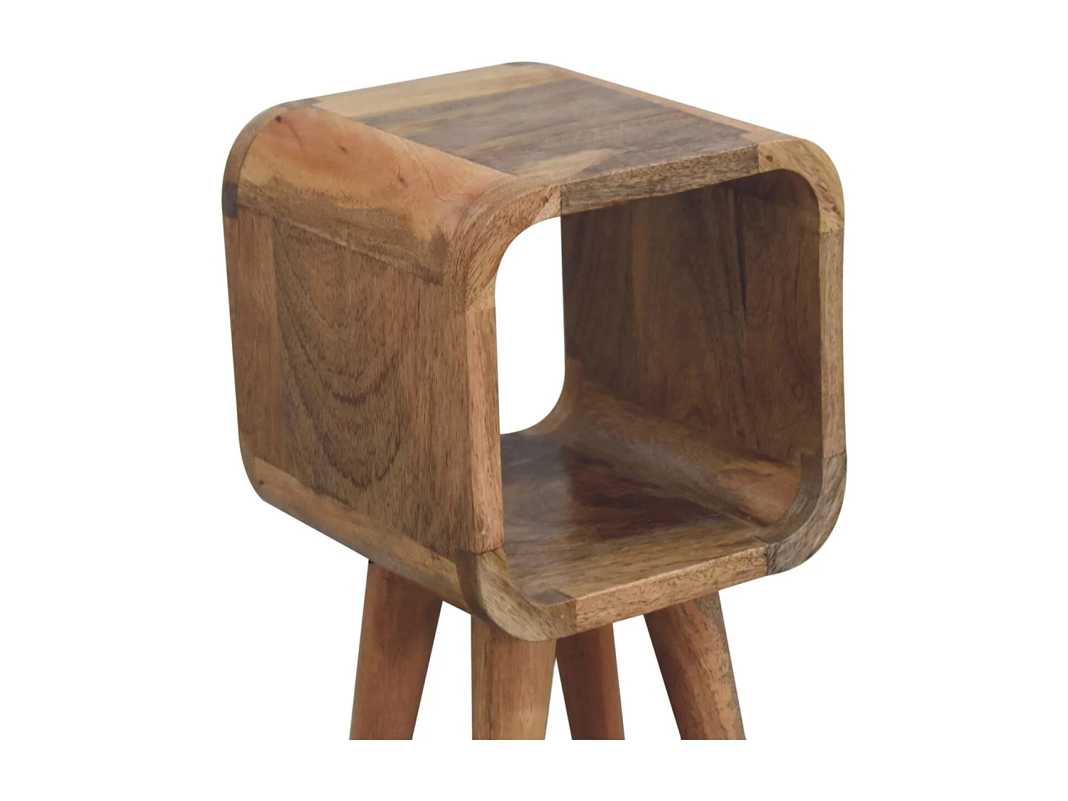 Table de chevet Extra Mini Minimaliste courbée Artisan Furniture finition chêne, 1 compartiment ouvert, marron