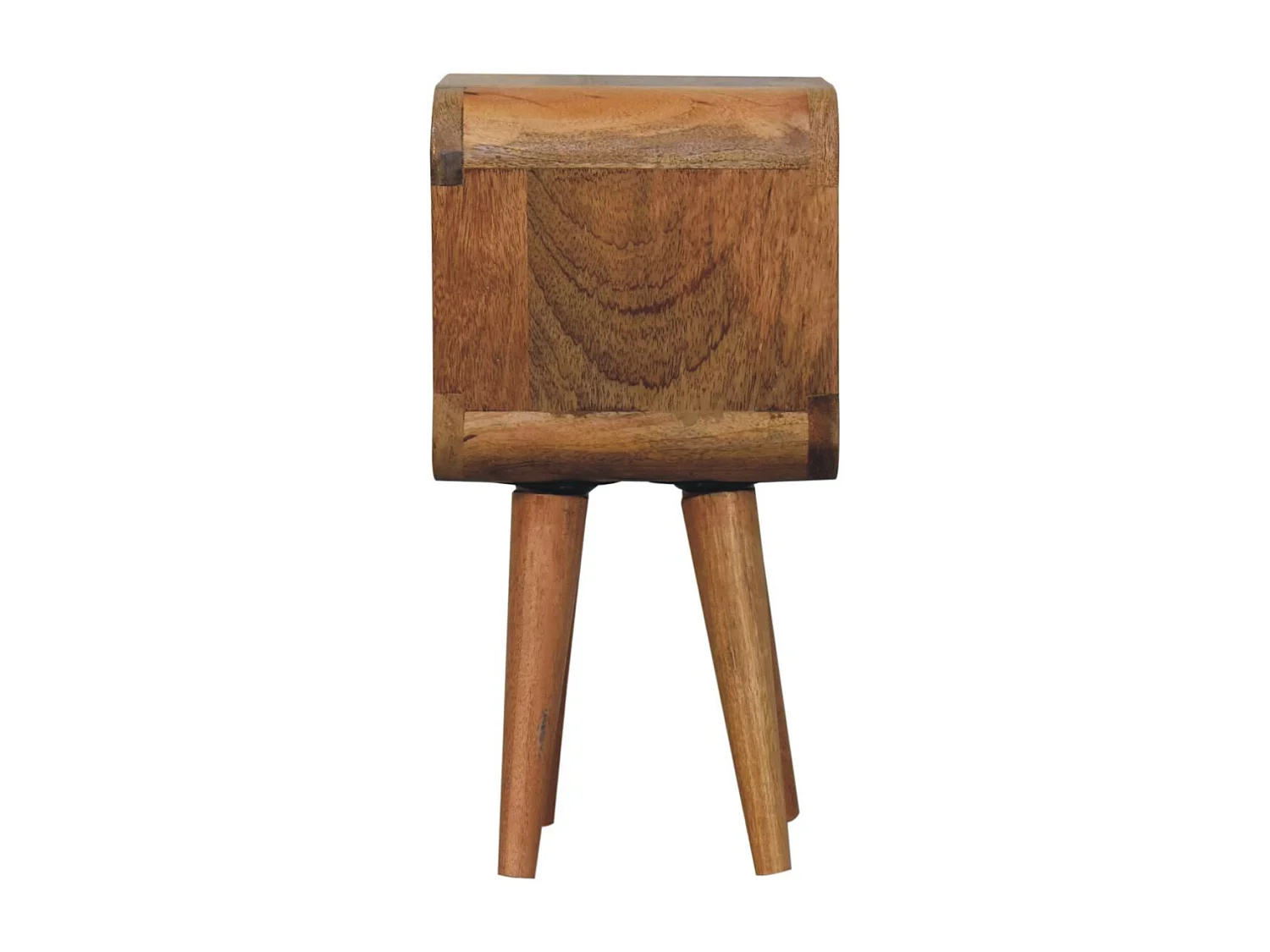 Table de chevet Extra Mini Minimaliste courbée Artisan Furniture finition chêne, 1 compartiment ouvert, marron