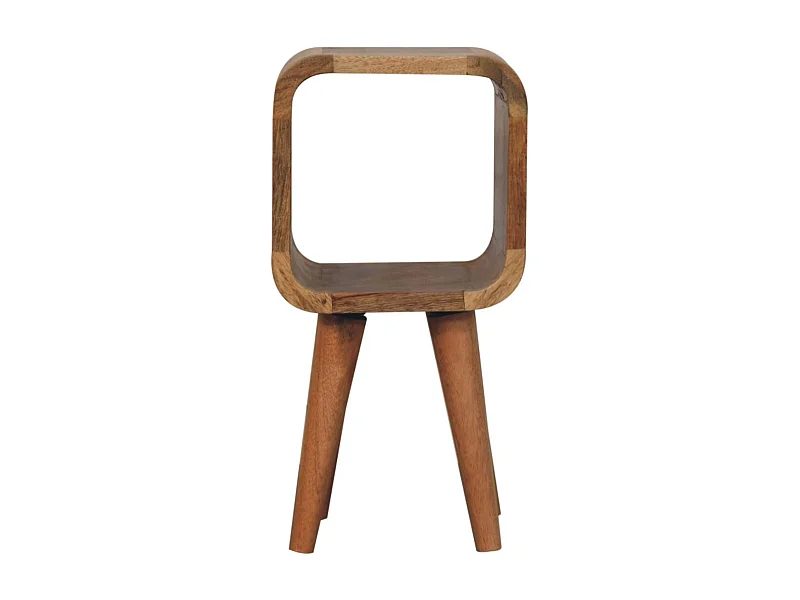 Artisan Furniture Bois Massif Table de Chevet Mini Minimaliste Courbée en Chêne, Fente Ouverte, Beige