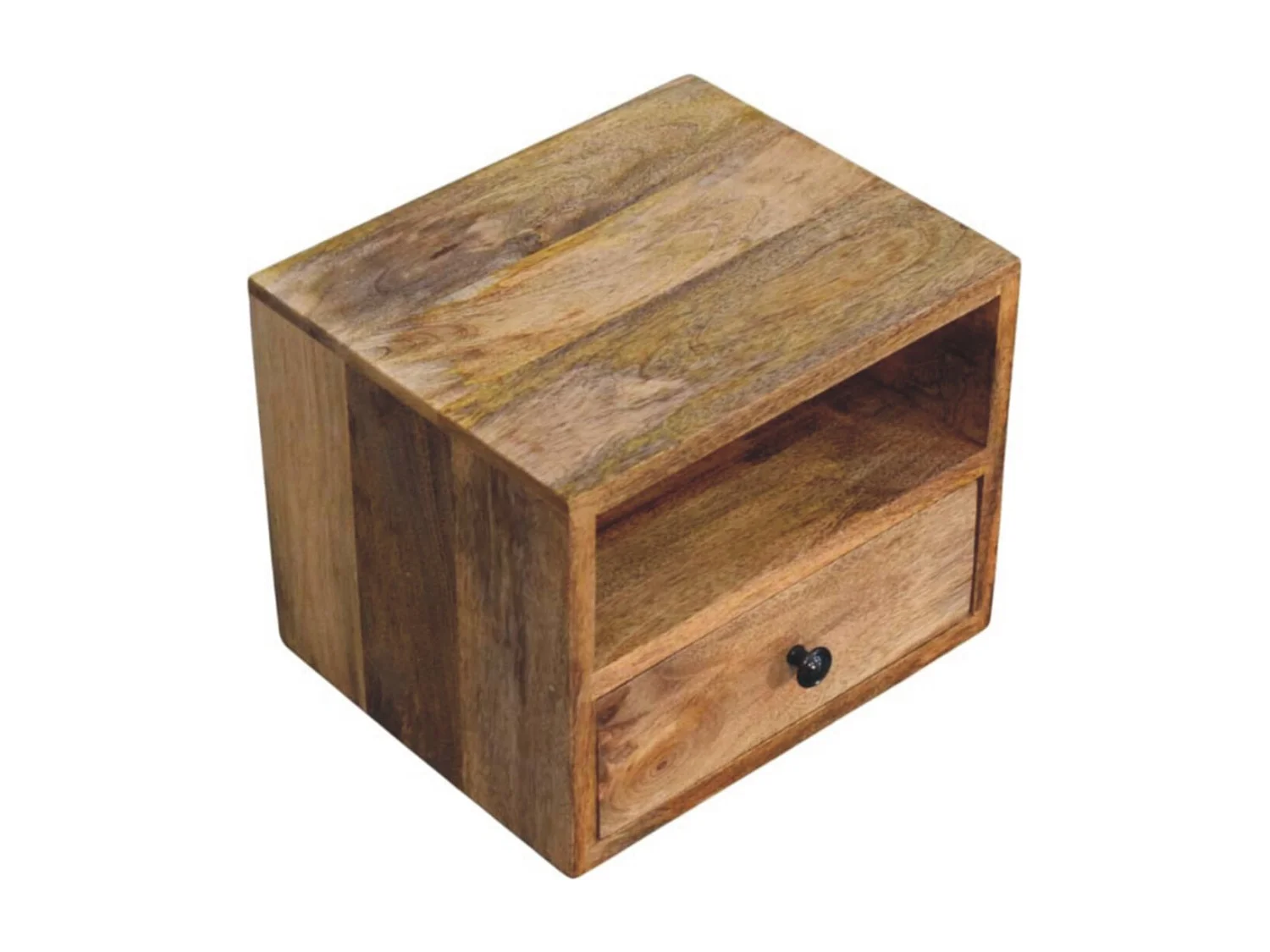 Artisan Furniture Drewniane Wiszące Nachtkastje Solis w Odcieniu Dębowym, 1 Szuflada i Otwarta Półka, Beżowe