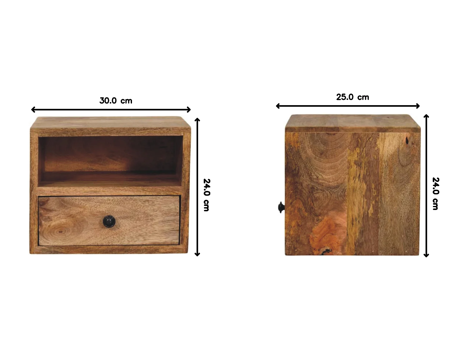 Artisan Furniture Drewniane Wiszące Nachtkastje Solis w Odcieniu Dębowym, 1 Szuflada i Otwarta Półka, Beżowe