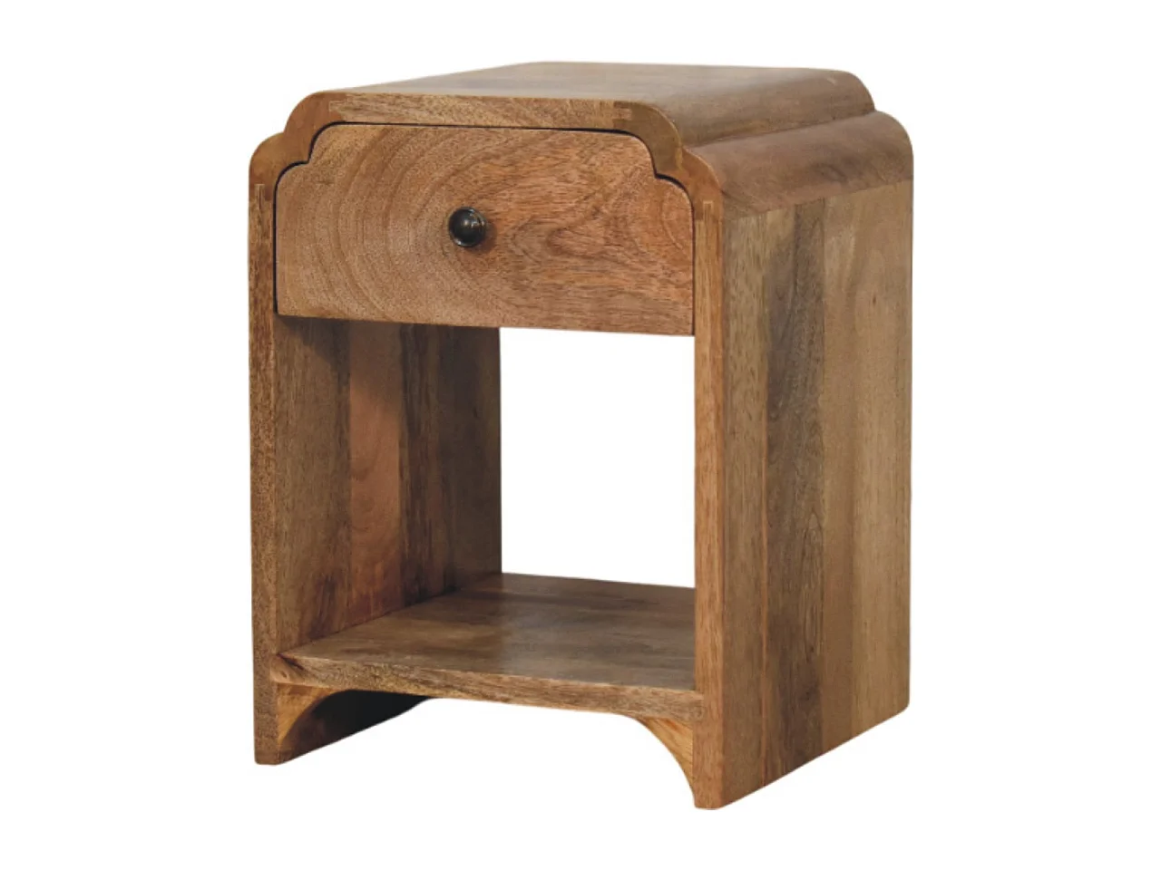 Artisan Furniture Bois Massif Table de Chevet Newton Mini en Chêne, 1 Tiroir et Étagère Ouverte, Beige