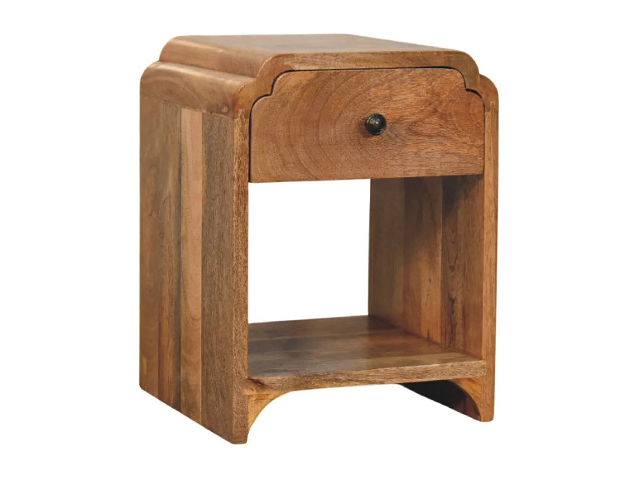 Artisan Furniture Bois Massif Table de Chevet Newton Mini en Chêne, 1 Tiroir et Étagère Ouverte, Beige