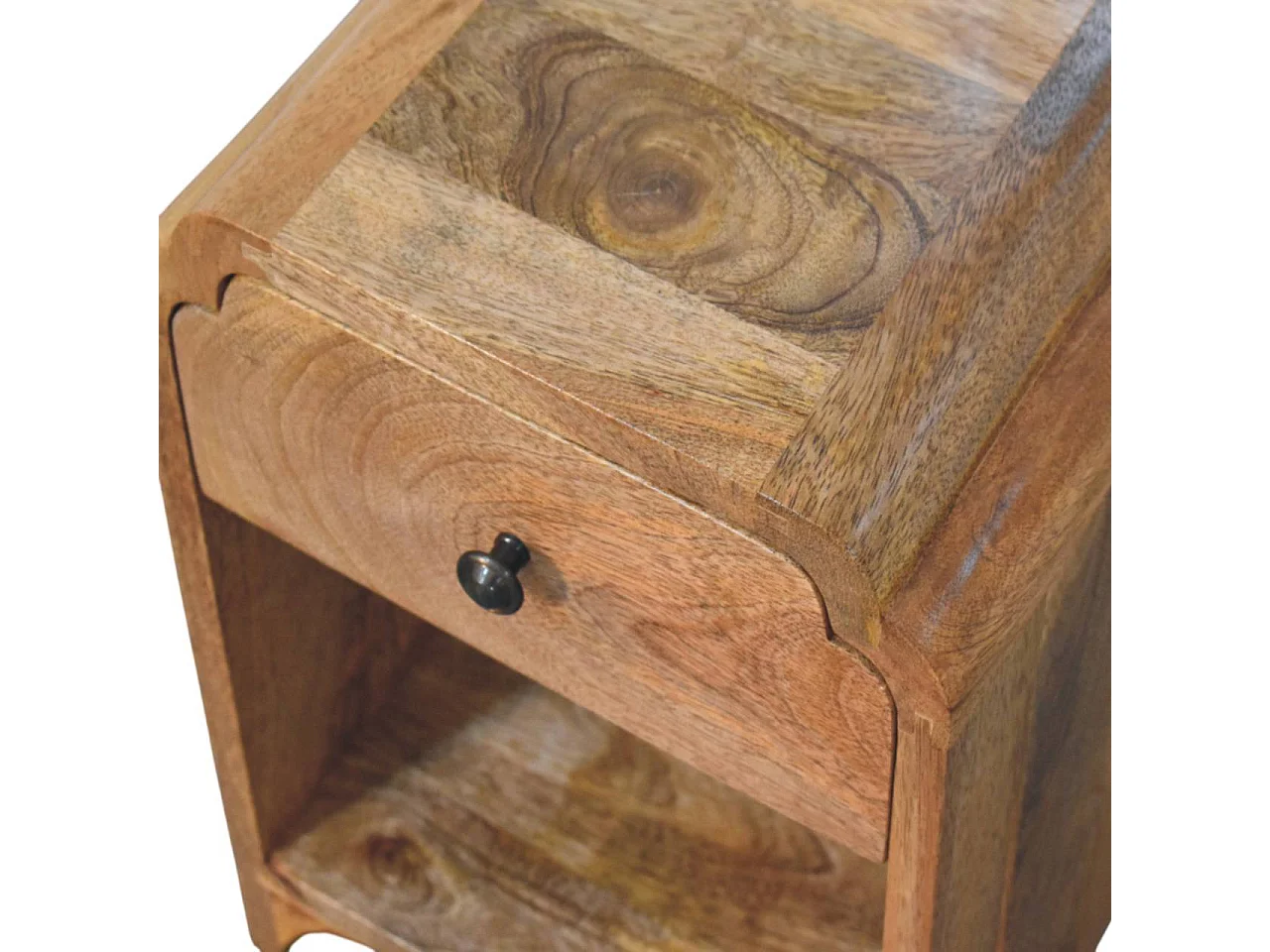 Artisan Furniture Bois Massif Table de Chevet Newton Mini en Chêne, 1 Tiroir et Étagère Ouverte, Beige