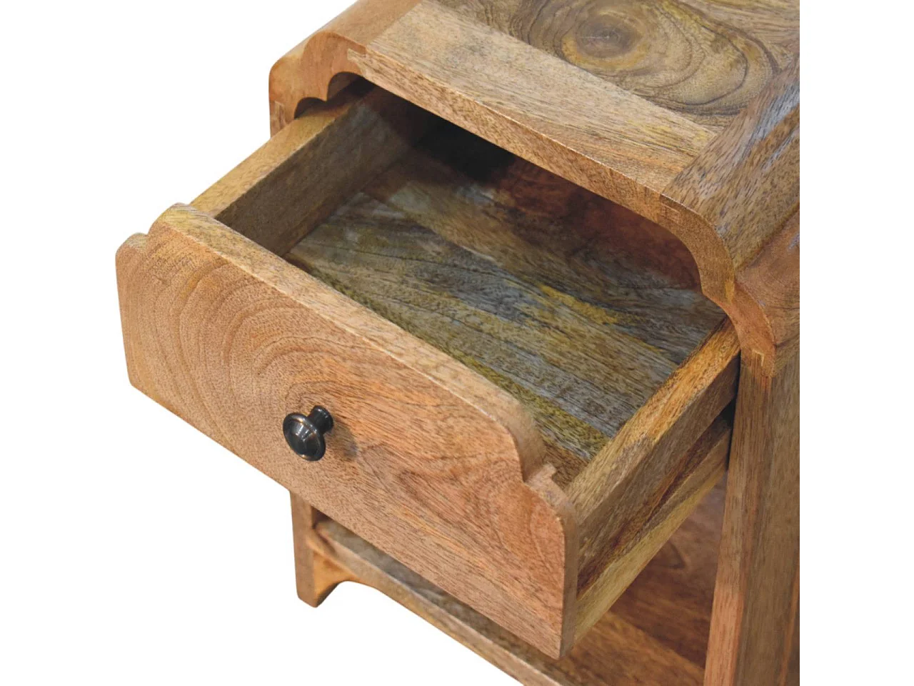 Artisan Furniture Bois Massif Table de Chevet Newton Mini en Chêne, 1 Tiroir et Étagère Ouverte, Beige