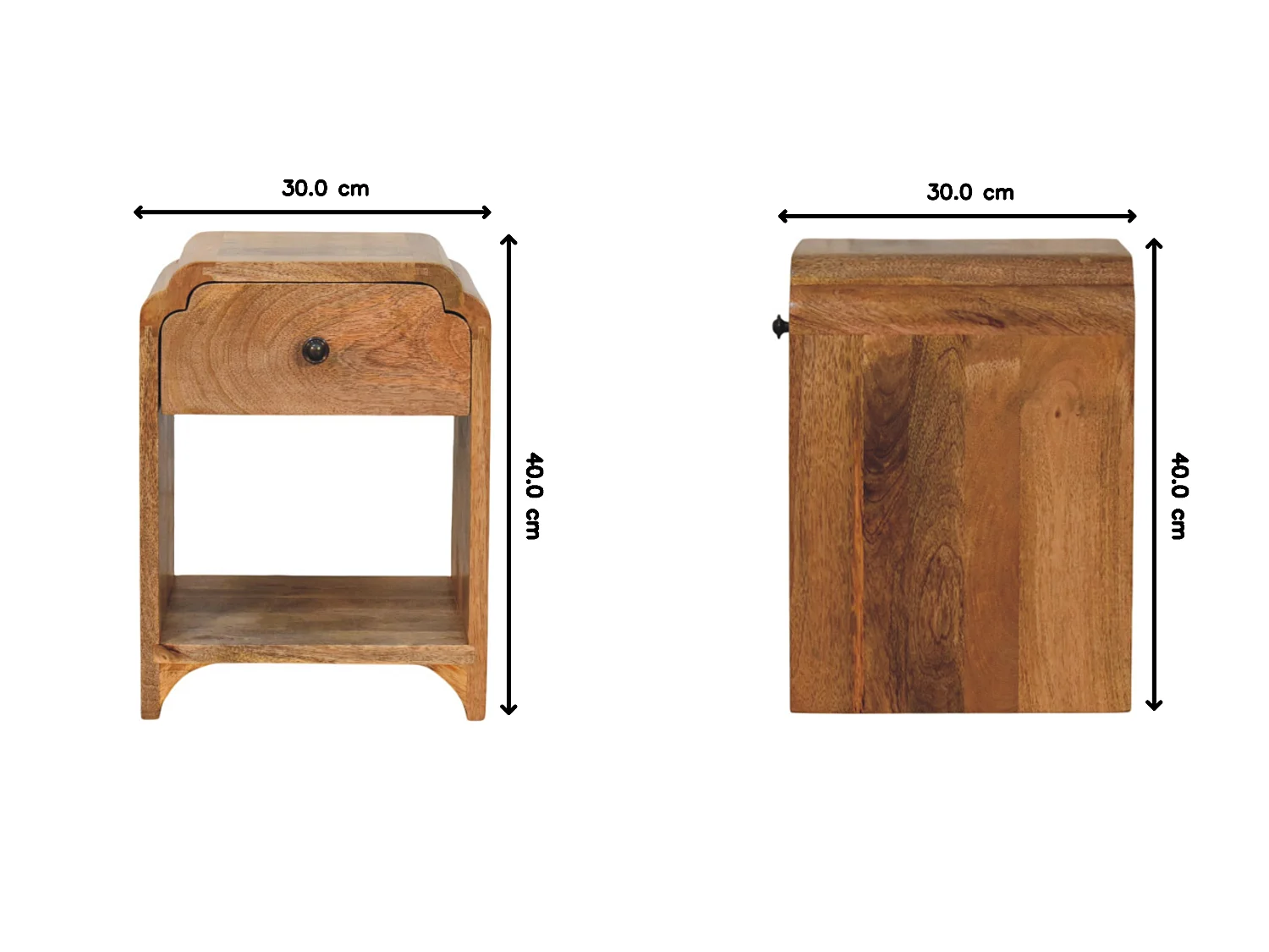 Artisan Furniture Bois Massif Table de Chevet Newton Mini en Chêne, 1 Tiroir et Étagère Ouverte, Beige