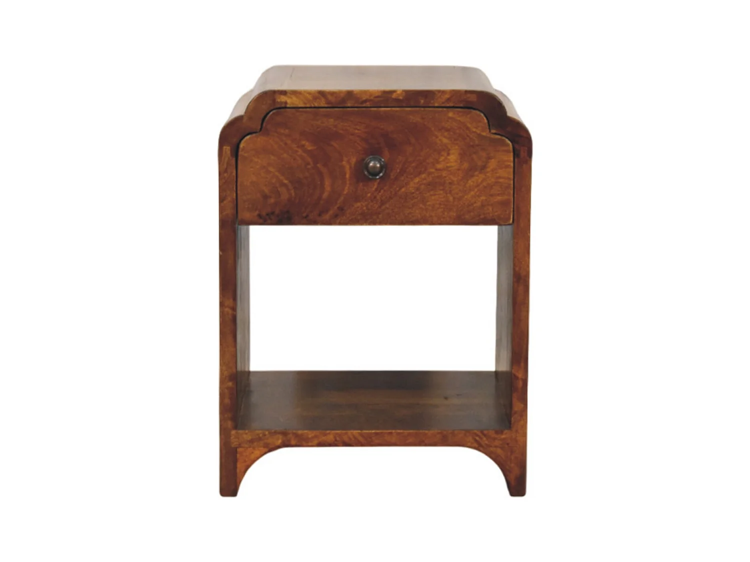 Artisan Furniture Bois Massif Table de Chevet Newton Mini en Châtaignier, 1 Tiroir et Étagère Ouverte, Brun Foncé