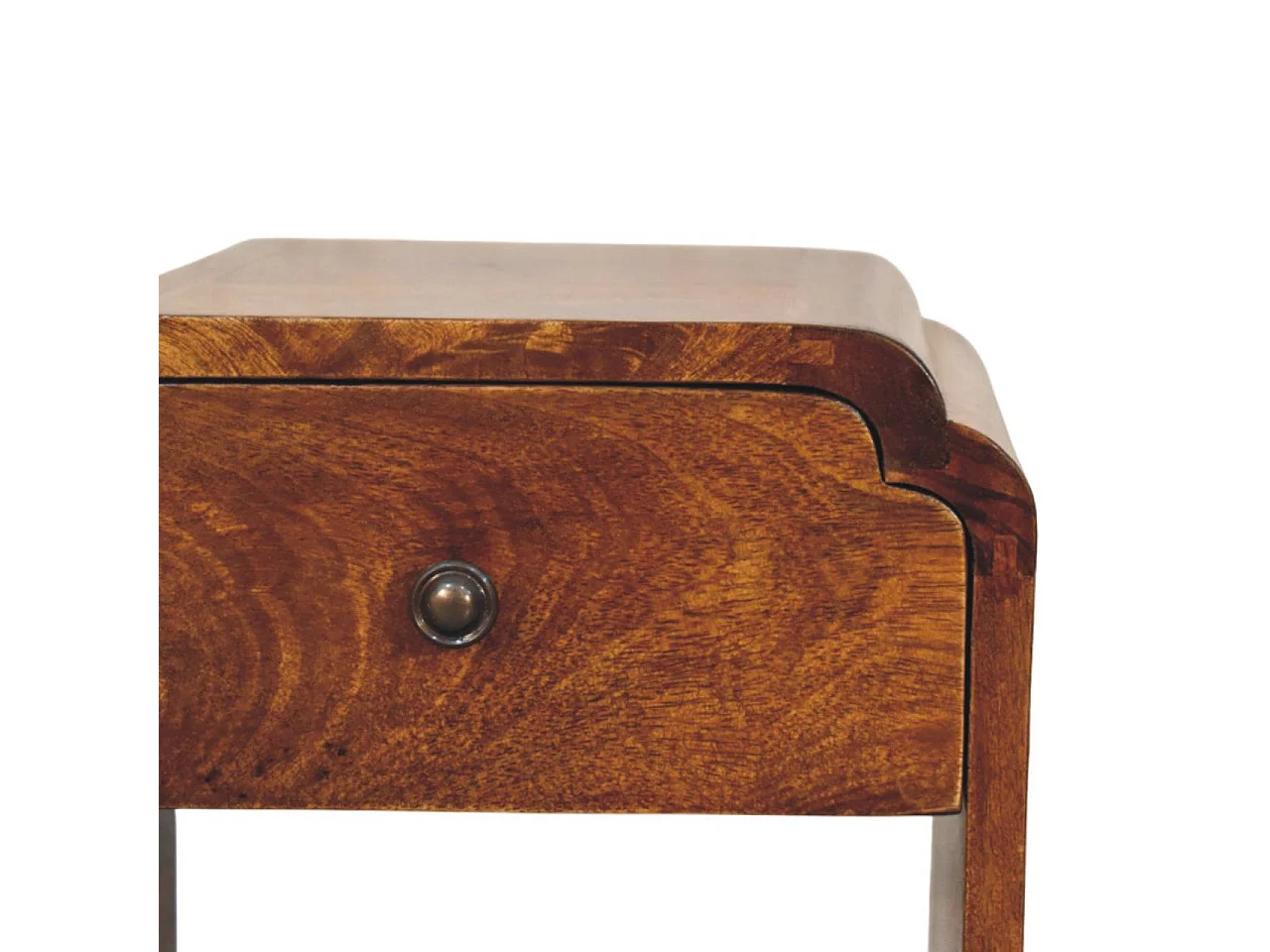 Artisan Furniture Bois Massif Table de Chevet Newton Mini en Châtaignier, 1 Tiroir et Étagère Ouverte, Brun Foncé