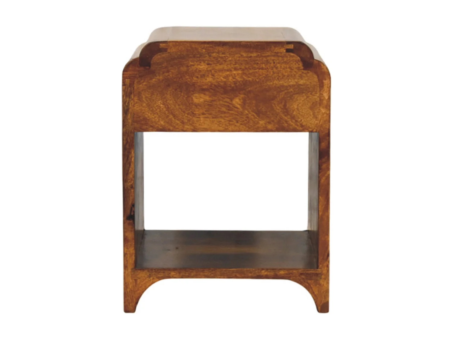 Artisan Furniture Bois Massif Table de Chevet Newton Mini en Châtaignier, 1 Tiroir et Étagère Ouverte, Brun Foncé
