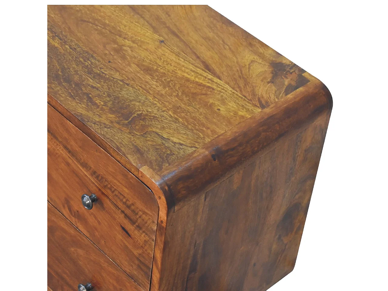 Artisan Furniture Bois Massif Commode Courbée, 2 Tiroirs, Brun Foncé