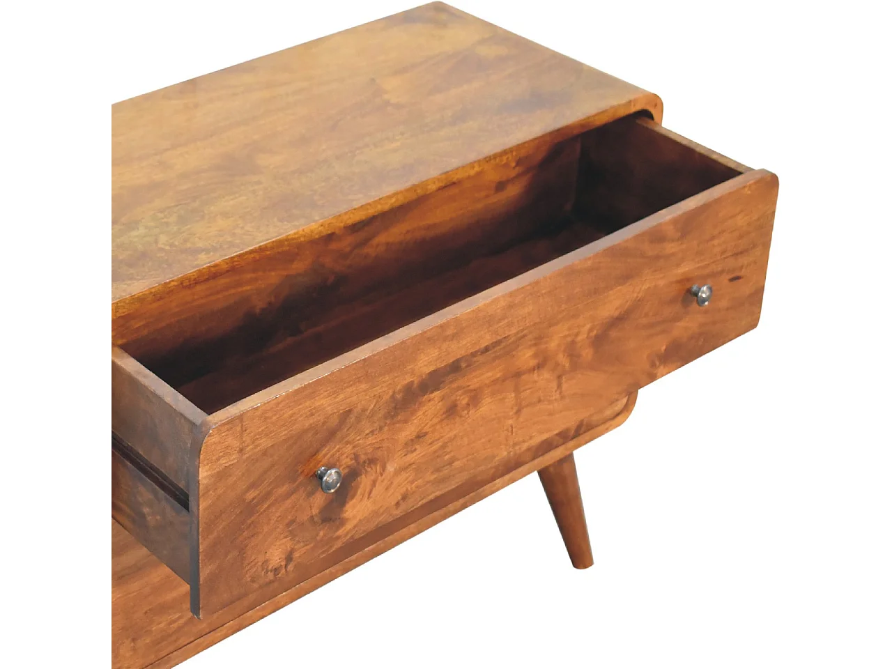 Artisan Furniture Bois Massif Commode Courbée, 2 Tiroirs, Brun Foncé