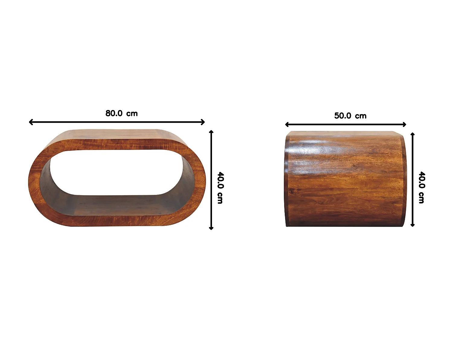 Artisan Furniture Bois Massif Table Basse Amaya, Fente Ouverte, Brun Foncé